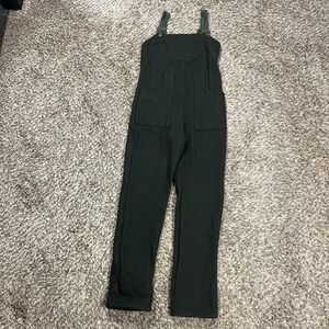 Revivall Overalls Womens Dark Green Upcycled Wool Made in USA Bib Overalls XS
